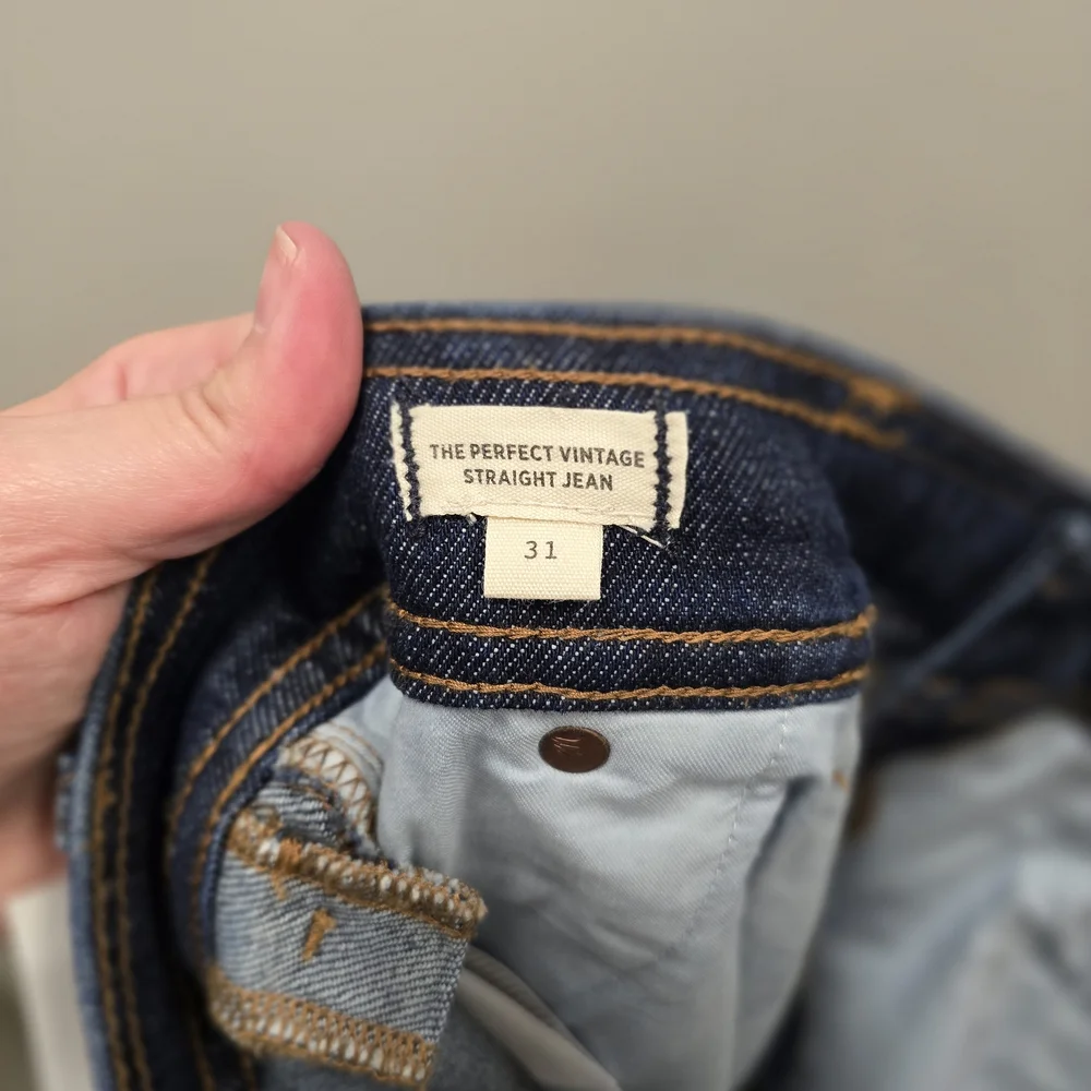 Madewell Perfect Vintage Straight Jeans Size 31 Dark Wash Hemp Blend Premium - Picture 8 of 9